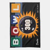 300 Game Orange & Black mit Neon BOWL Schild Küchentuch (Vertikal)