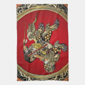 [300] Hokusai - Shoki Riding Shishi Lion Handtuch (Vertikal)