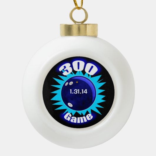 300 Perfect Game Blues Keramik Kugel-Ornament (Vorderseite)