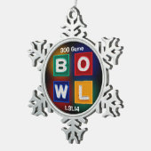 300 Perfect Game Bowling, Retro Design, Schneeflocken Zinn-Ornament (Rechts)