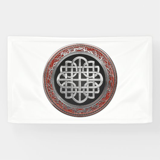 [300] Sacred Celtic Silver Knot Cross Banner (Horizontal)