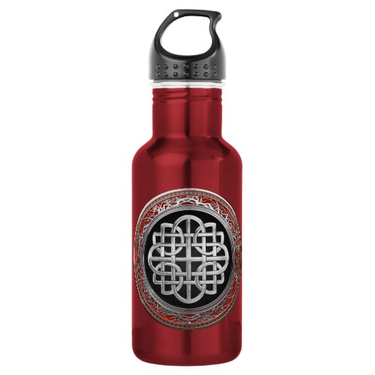 [300] Sacred Celtic Silver Knot Cross Edelstahlflasche (Vorderseite)