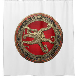 [300] Sacred Gold Octopus in Defensive Posture Duschvorhang