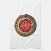 [300] Vegvisir - Viking Gold Magic Runic Compass Geschirrtuch (Vertikal)