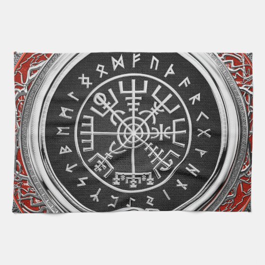 [300] Vegvisir - Viking Silver Magic Runic Compass Geschirrtuch (Horizontal)
