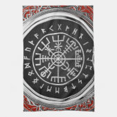[300] Vegvisir - Viking Silver Magic Runic Compass Geschirrtuch (Vertikal)