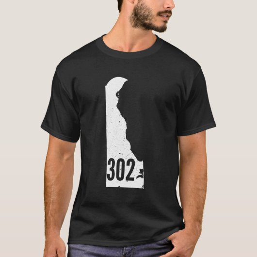 302 Delaware Pride Kontur Staat Area Code T-Shirt (Vorderseite)