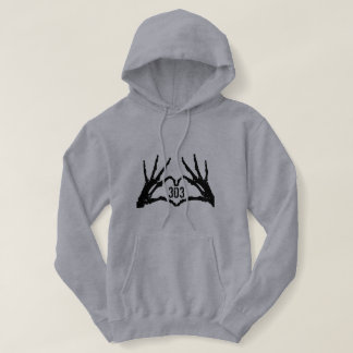 303 Schädel Herz Hände LOGO Hoodie