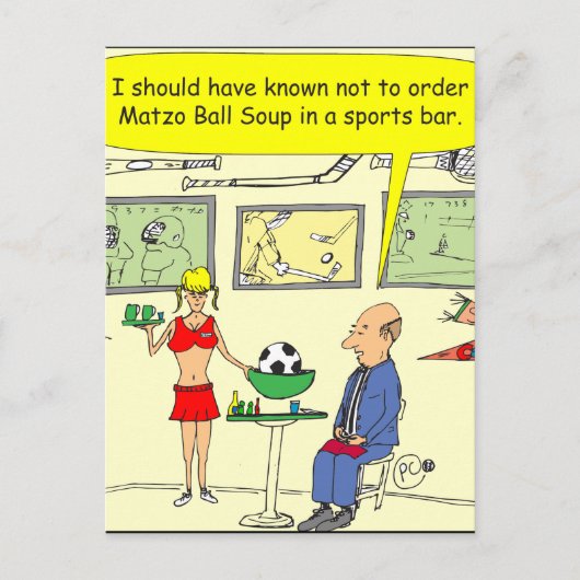 307 Matzo-Ball-Bar Cartoon Postkarte (Vorderseite)