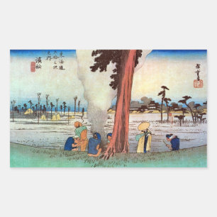 30. 浜 松 宿, 広 Hamamatsu-juku, Hiroshige, Ukiyo-e Rechteckiger Aufkleber