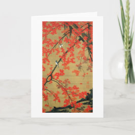 30. 紅葉小禽図, 若冲 Ahorn u. kleine Vögel, Jakuchū Karte