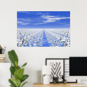 30-01 Cyan Ice Path: Meditative Schneefelder Poster (Heimbüro)