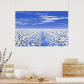 30-01 Cyan Ice Path: Meditative Schneefelder Poster (Küche)