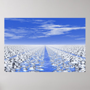 30-01 Cyan Ice Path: Meditative Schneefelder Poster