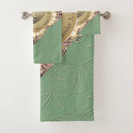 30./12. Pearl & Green Wedding Jubiläum Badhandtuch Set
