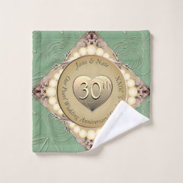 30./12. Pearl & Green Wedding Jubiläum Badhandtuch Set