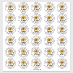 30 2" Honig Sonnenblumen Wasserdichte Mason Labels