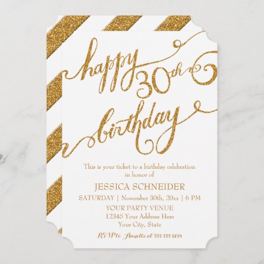 30., 30. Geburtstagsparty Einladung (Vorne/Hinten)
