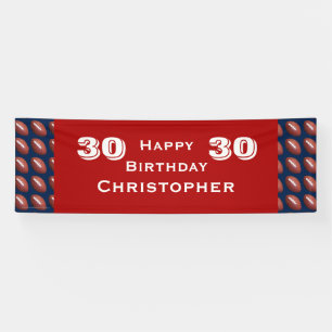 30., 35. Geburtstagsparty Red and Blue Football Banner
