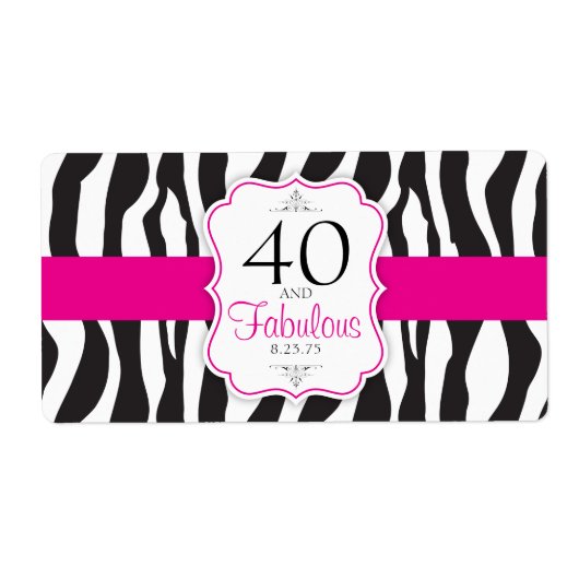30/40/50/60 Fabulous Zebra Water Bottle Labels (Vorne)