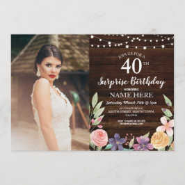 30. 50. 40. Geburtstags-Party Holzfloral Foto Einladung