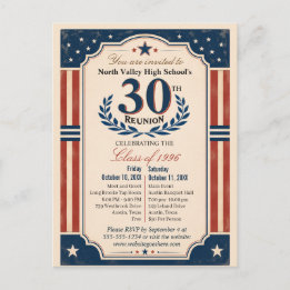 30. Abiturtreffen Americana Rot Weiß Postkarte