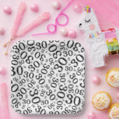 30. Age Random Number Pattern Schwarz/Weiß Pappteller (Party)