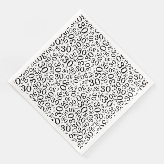 30. Age Random Number Pattern Schwarz/Weiß Serviette (Ecke)