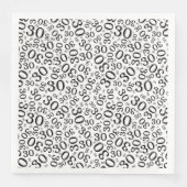 30. Age Random Number Pattern Schwarz/Weiß Serviette (Vorderseite)