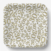30. Age Random Number Pattern Weiß/Gold Pappteller (Vorderseite)