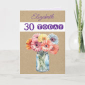30. Alters gerberas Blume lila Geburtstag Karte (Vorderseite)