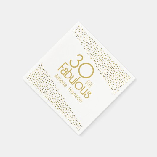 30 and Fabulous Gold Glitter 30th Birthday Serviette (Ecke)