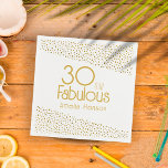 30 and Fabulous Gold Glitter 30th Birthday Serviette<br><div class="desc">30 and Fabulous Gold Glitter 30th Birthday Party Napkins. Modern and elegant birthday napkins with trendy typography and faux gold glitter dots. The design has a custom name. Make personalized 30th birthday napkins for her.</div>