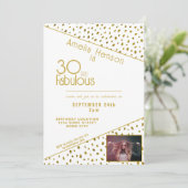 30 and Fabulous Gold Glitter Photo 30th Birthday Einladung (Stehend Vorderseite)