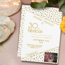 30 and Fabulous Gold Glitter Photo 30th Birthday