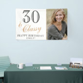 30 and Ordy Elegant White 30th Birthday Foto Banner (Messeveranstaltung)
