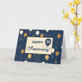 30. Anniversary Gold Look Ballons Karte (Gelbe Blume)