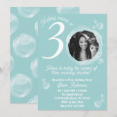 30. Aquamarine Blasen Geburtstagsparty Foto Einladung (Vorne/Hinten)