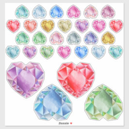30 Aquarellherz Edelstein Farbenfrohe Scrapbooking Aufkleber