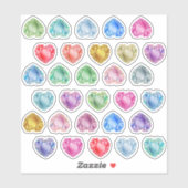30 Aquarellherz Edelstein Farbenfrohe Scrapbooking Aufkleber (Blatt)