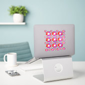 30 Aufkleber mit roter Blume (Laptop auf Schreibtisch)