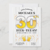30. Beer Birthday Party Meilenstein Einladung (Vorderseite)