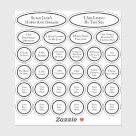 30 Bekräftigungen für Liebe und Überfluss Weiß Aufkleber