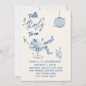 30. Blauer Handgezeichneter Cowgirl Küstengenuss G Einladung (Vorderseite)