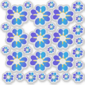 30 Blue Blume Stickers Aufkleber (Vorderseite)