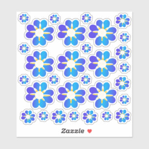 30 Blue Blume Stickers Aufkleber