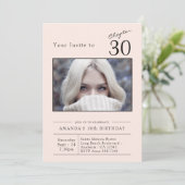30 Blush Pink 30. Geburtstag Party Foto Einladung (Stehend Vorderseite)