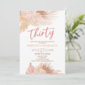 30. Boho Pink Blume 30. Geburtstag Party Einladung (Stehend Vorderseite)