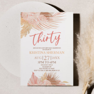 30. Boho Pink Blume 30. Geburtstag Party Einladung