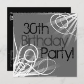 30. Charcoal Swirl Custom Invitations vorne/hinten Einladung (Vorne/Hinten)